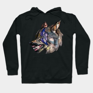 Watercolor wolf and butterfly Hoodie